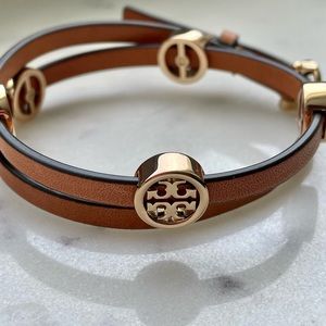 Tory Burch Miller Double Wrap Leather Bracelet